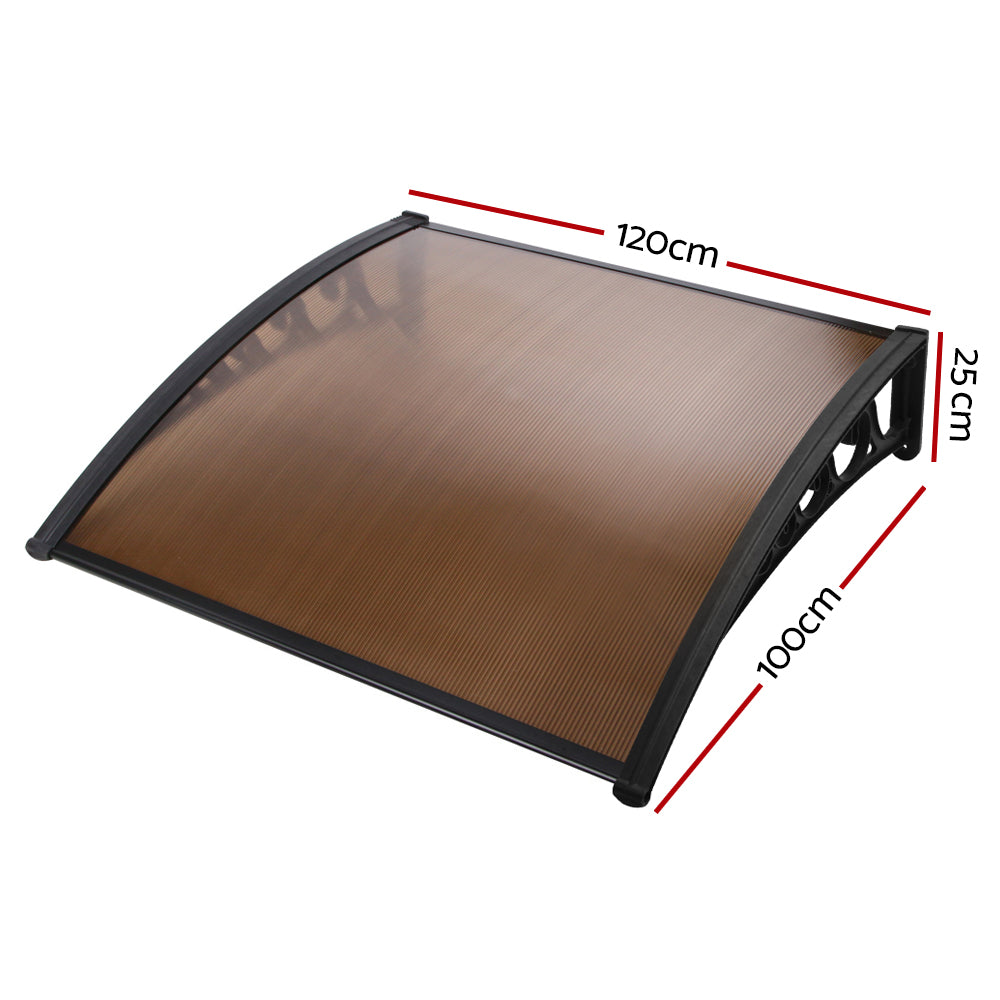 Instahut Window Door Awning Canopy Brown 1m x 1.2m