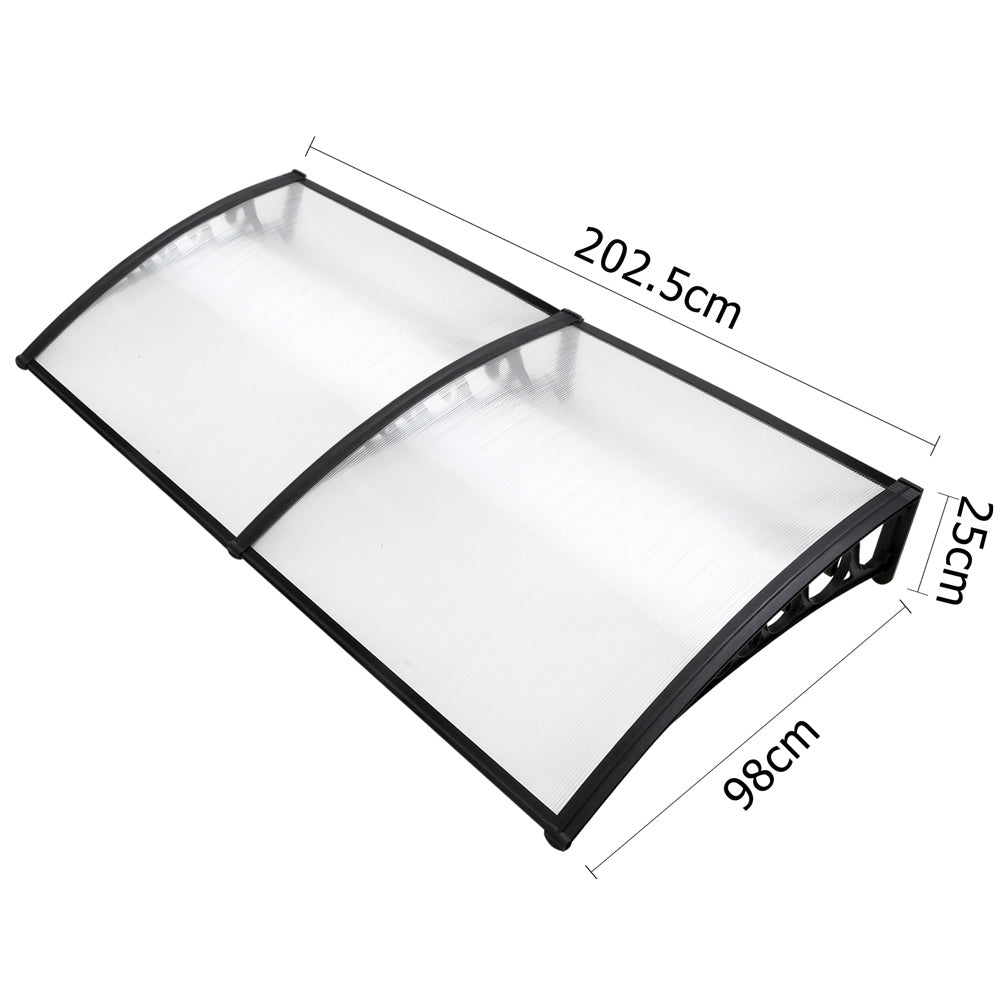 Instahut Window Door Awning UV Rain Resistant 1x2m Transparent