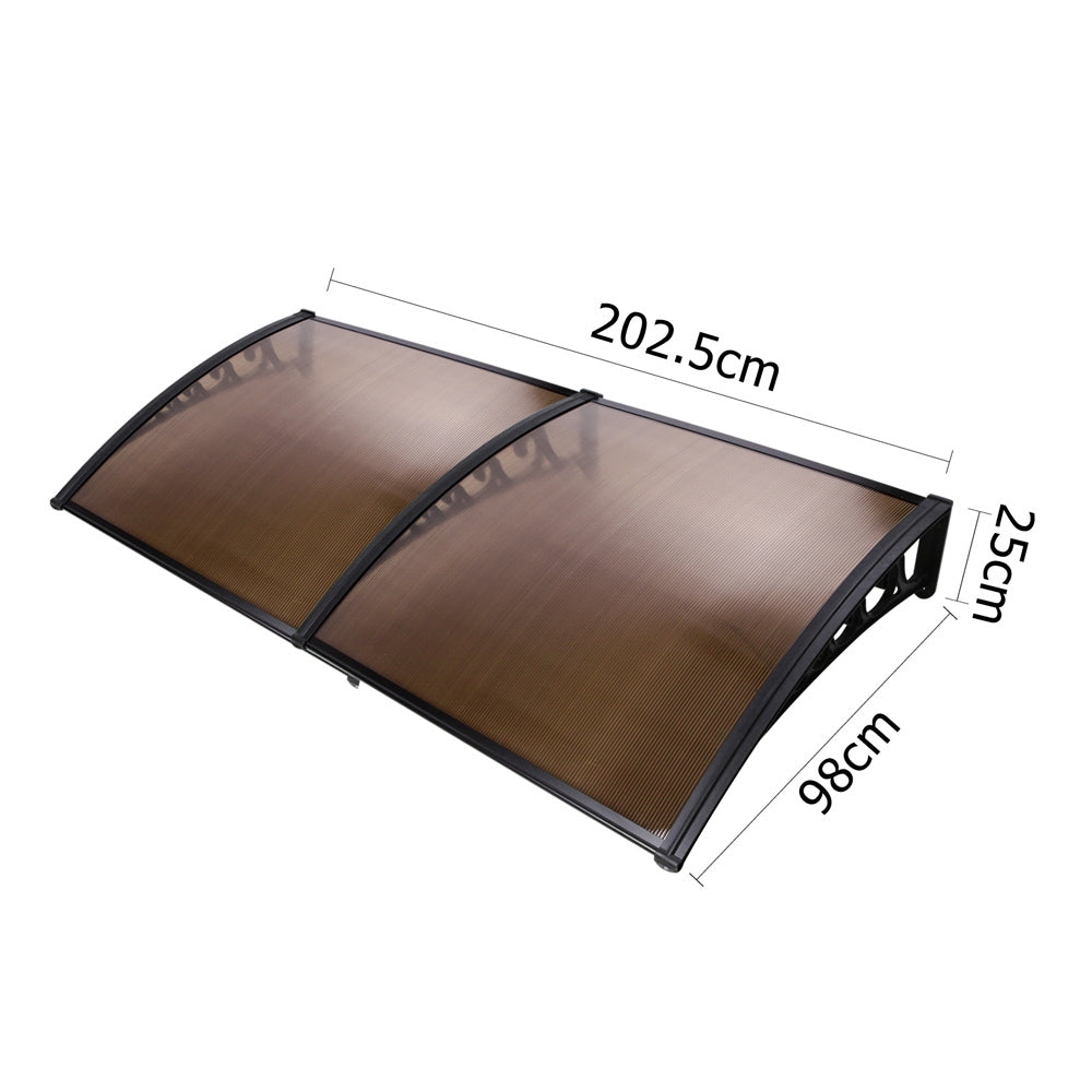 Instahut Window Door Awning UV Rain Resistant 1x2m Brown