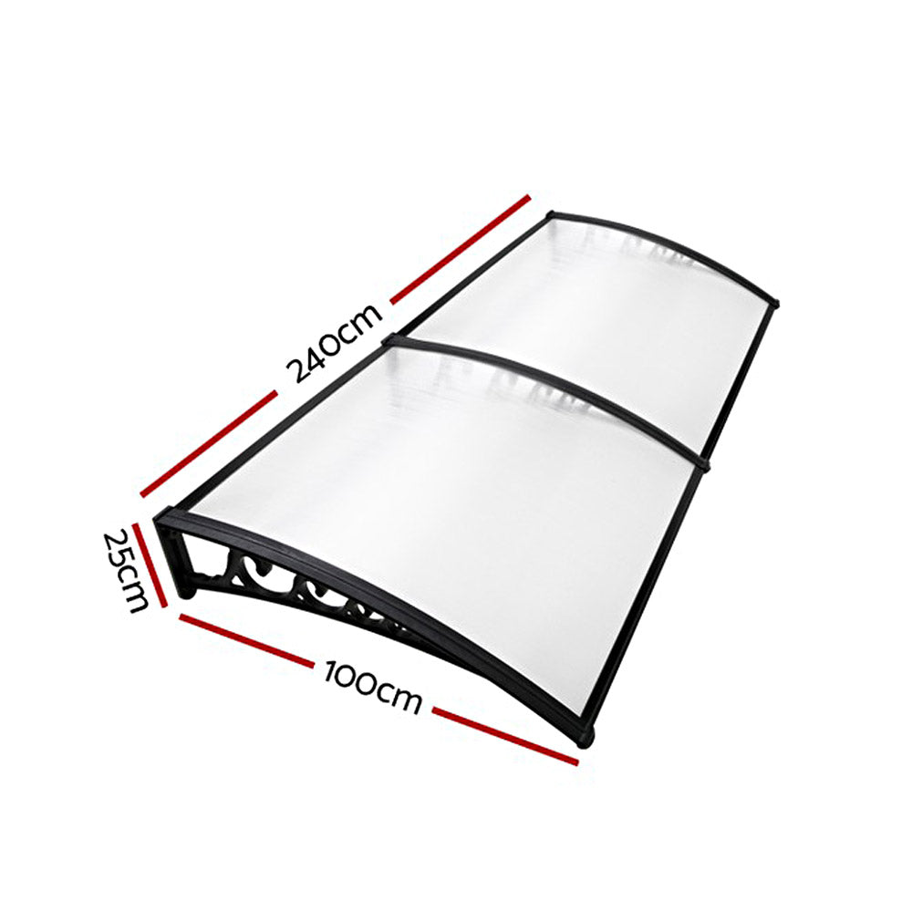 Instahut Door Window Awning UV Rain Protection 2.4m Transparent