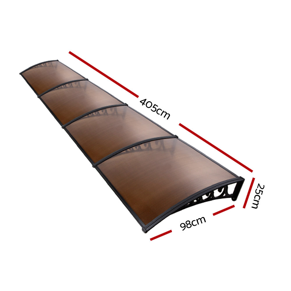 Instahut Window Door Awning Canopy 1x4m Brown