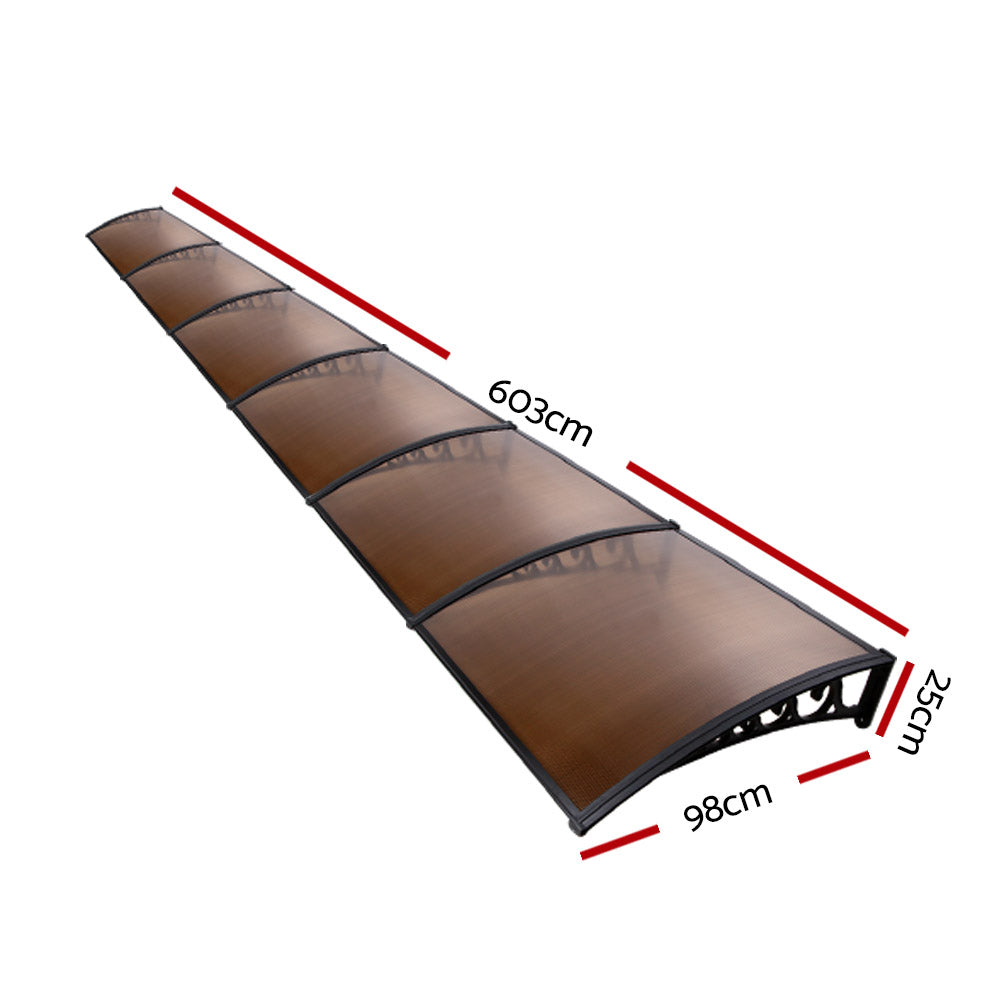 Instahut Outdoor Awning for Door and Window UV Rain Resistant 1x6m Brown