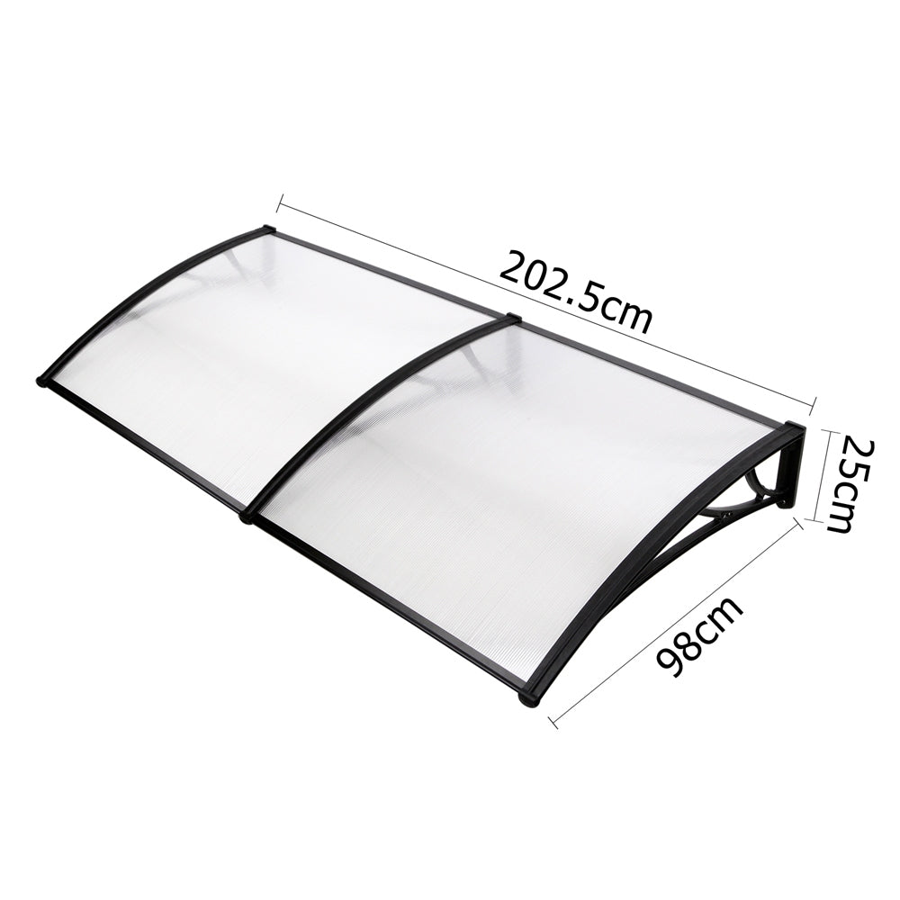 Instahut Window Door Awning UV Rain Resistant 1x2m Transparent