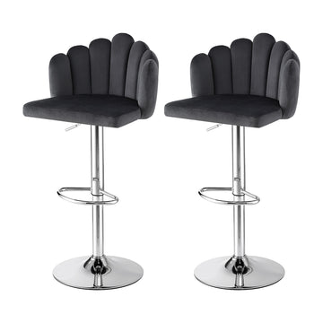 Artiss Adjustable Velvet Bar Stools Set of 2 Grey