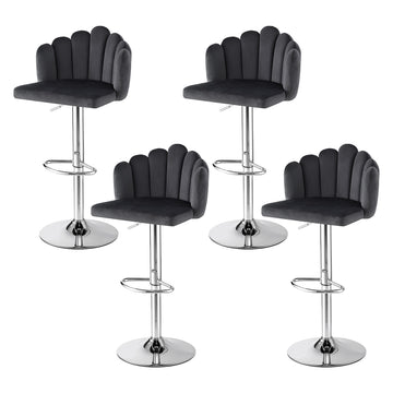 Artiss Adjustable Velvet Bar Stools Set of 4 Grey