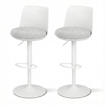 Artiss Bar Stools Set of 2 Swivel Gas Lift Curved Shell White