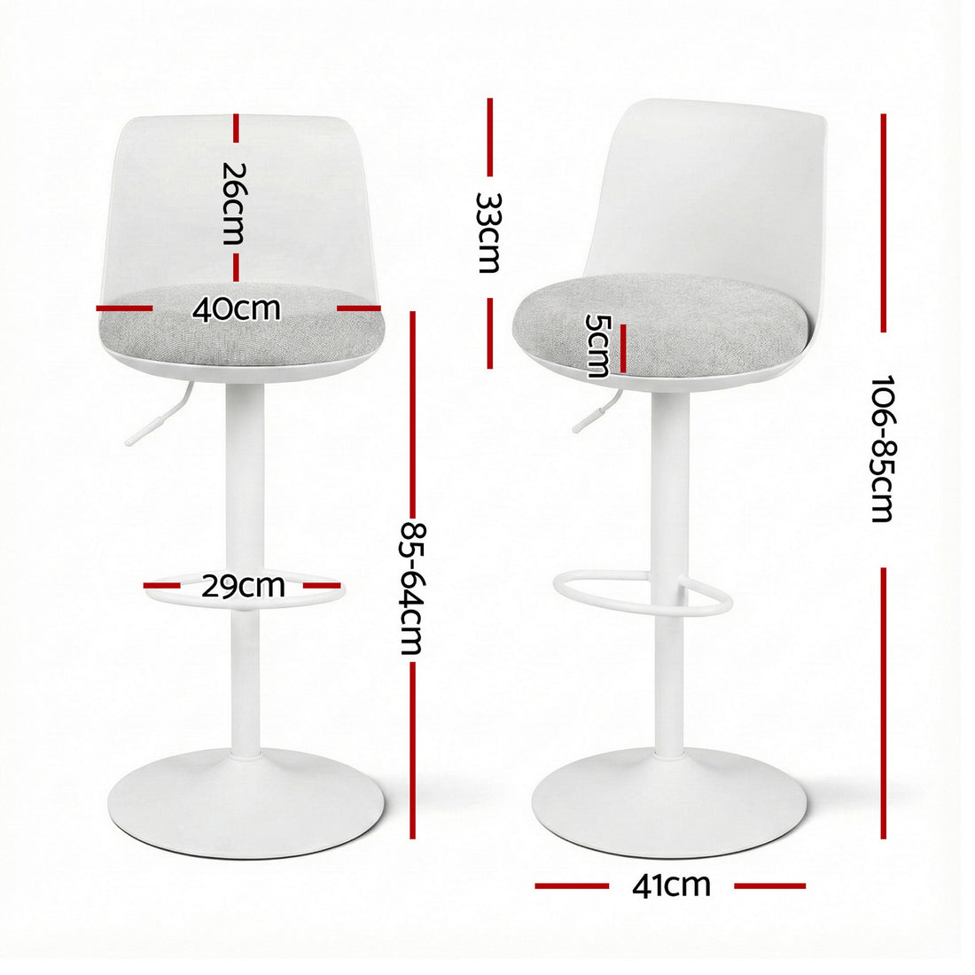 Artiss Gas Lift Bar Stool Curved Back Faux Linen White Set of 4
