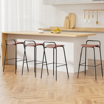 Artiss Metal Bar Stool PU Padded Seat Kitchen Counter Set of 4 Brown