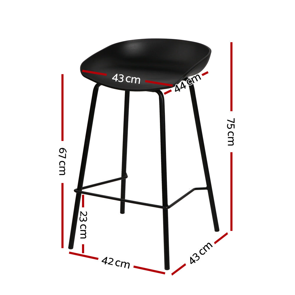 Artiss Modern Bar Stools Metal Frame PP Plastic Shell Seat Black