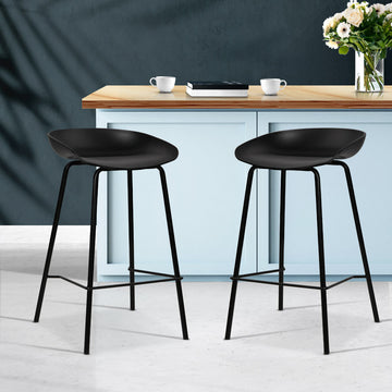 Artiss Modern Bar Stools Metal Frame PP Plastic Shell Seat Black