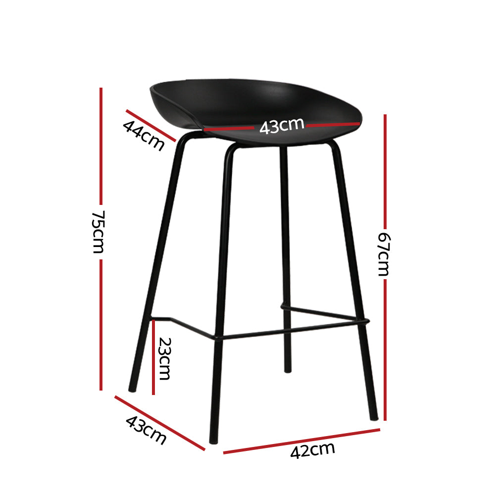 Artiss Bar Stools Set of 4 Backless Metal Kitchen Counter Stools Black