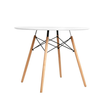 Artiss Dining Table Round White 4 Seater 90cm