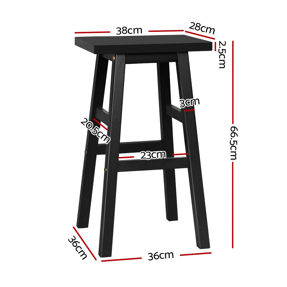 Artiss Bar Stool Solid Beech Wood Saddle Seat Black