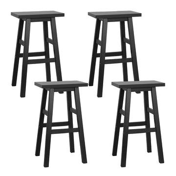 Artiss Bar Stool Solid Beech Wood Saddle Seat Black