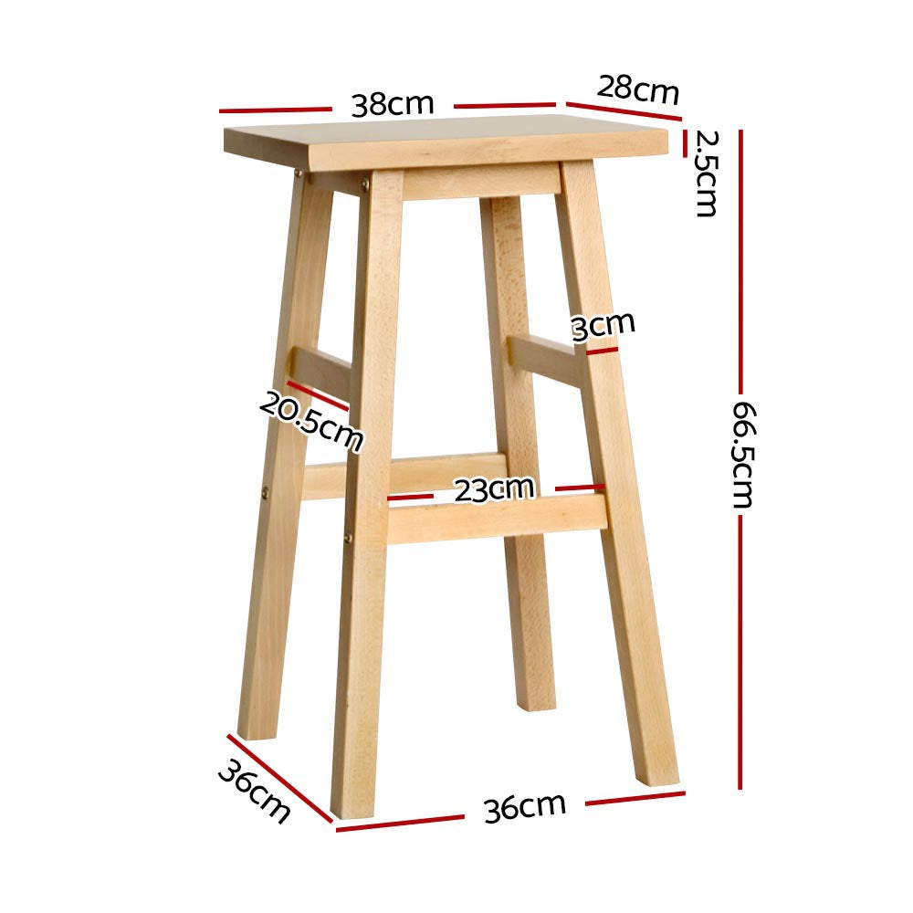 Artiss Baden Bar Stools Solid Beech Wood Natural Set of 2