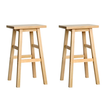 Artiss Baden Bar Stools Solid Beech Wood Natural Set of 2