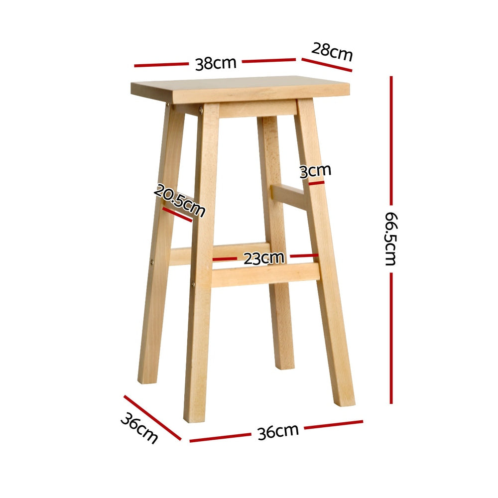 Artiss Bar Stool Solid Beech Wood Saddle Seat Natural