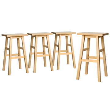 Artiss Bar Stool Solid Beech Wood Saddle Seat Natural