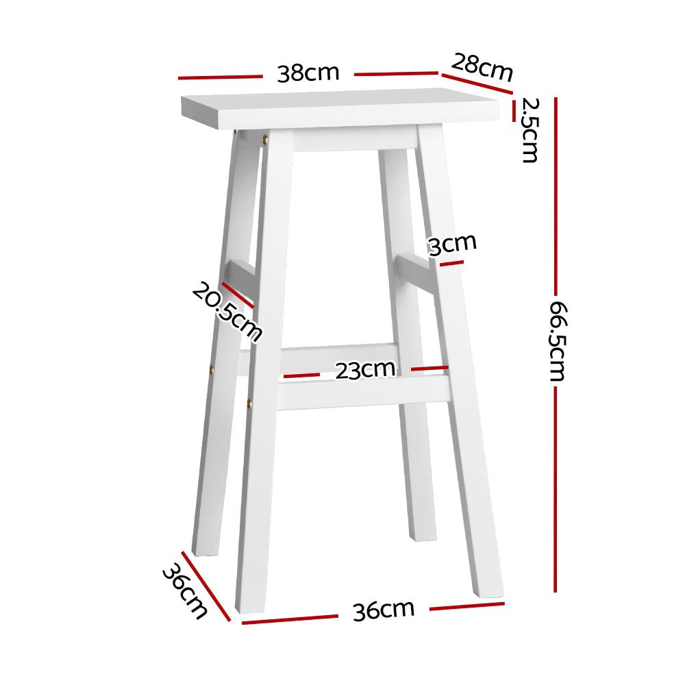 Artiss Backless Bar Stools Solid Beech Wood Kitchen Counter White
