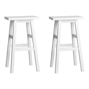 Artiss Backless Bar Stools Solid Beech Wood Kitchen Counter White