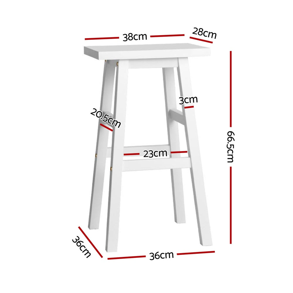 Artiss Bar Stool Solid Beech Wood Saddle Seat White