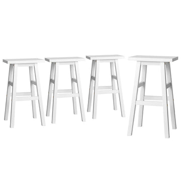 Artiss Bar Stool Solid Beech Wood Saddle Seat White