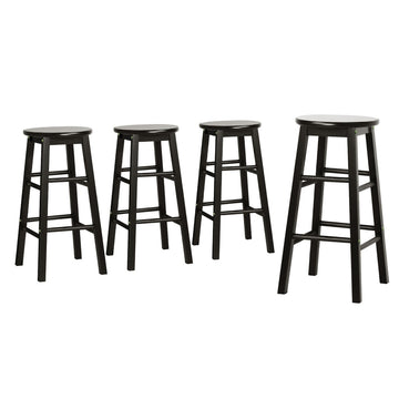 Artiss Wooden Bar Stools Round Seat Set of 2 Black