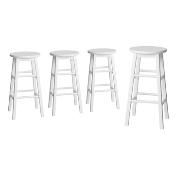 Artiss Beech Wood Bar Stools Round Seat Set of 4 White
