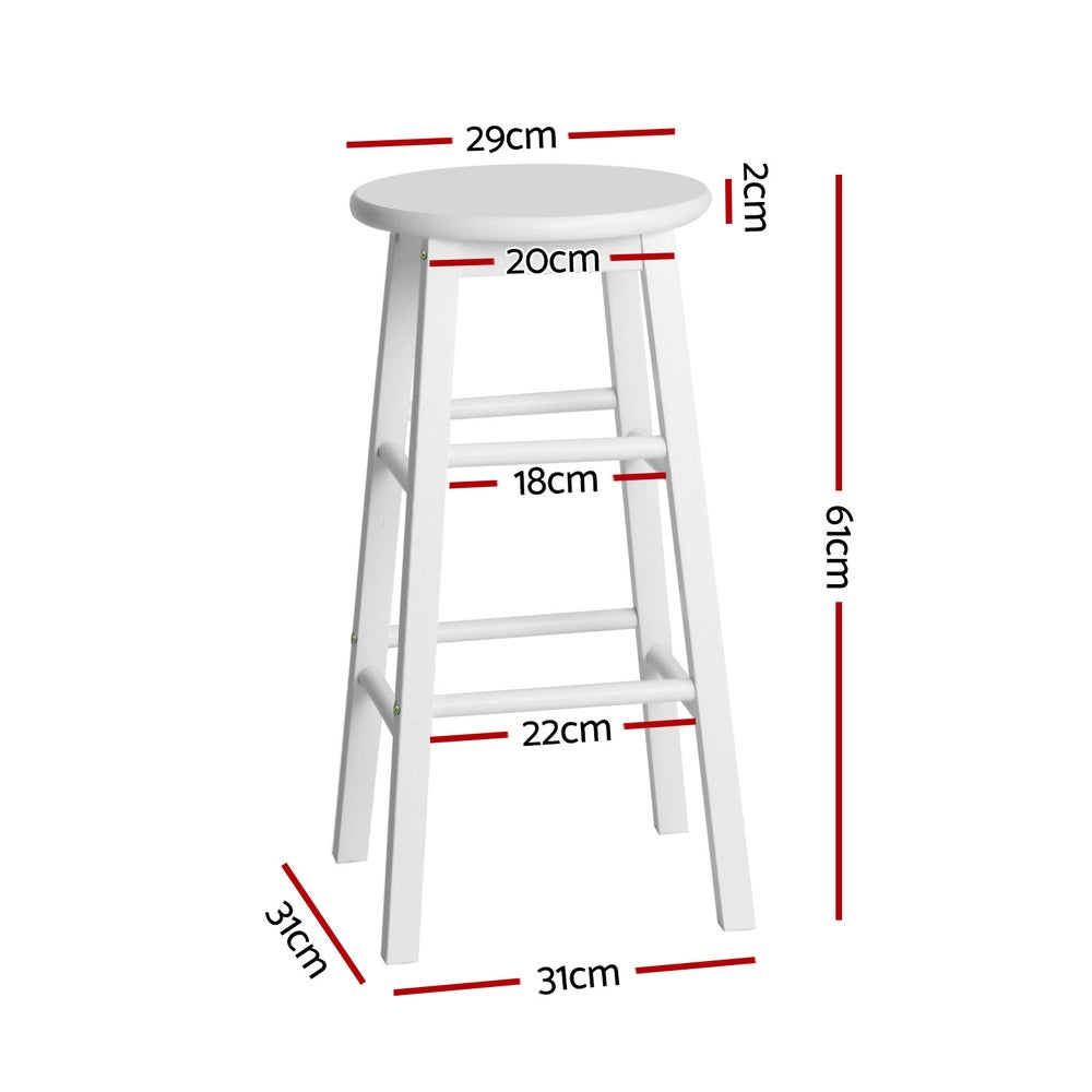Artiss Beech Wood Bar Stools Round Seat Set of 4 White