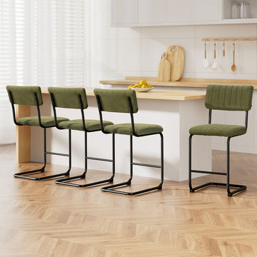 Artiss Velvet Bar Stools Cushioned Backrest Olive