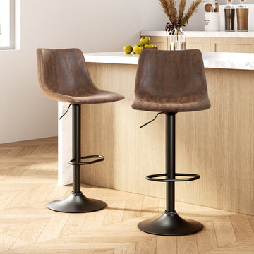 Artiss Vintage Gas Lift Bar Stool Swivel High Backrest Brown