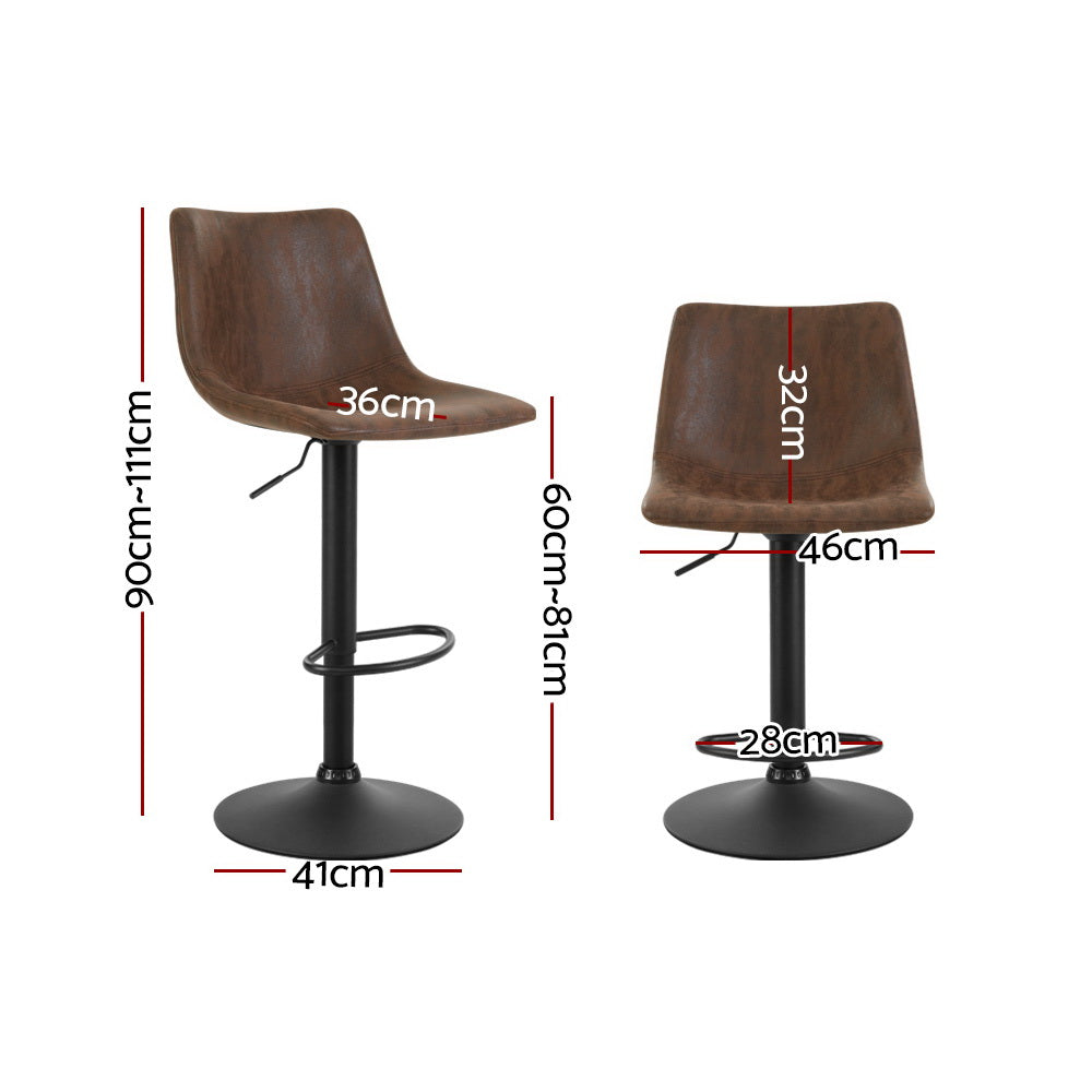 Artiss Vintage Gas Lift Bar Stool Swivel High Backrest Brown