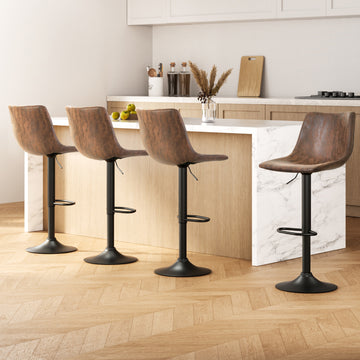 Artiss Gas Lift Bar Stools Vintage Faux Leather Brown