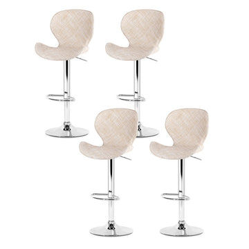 Artiss Bar Stools Gas Lift Height Adjustable PE Rattan Beige Set of 4