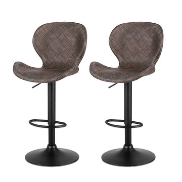 Artiss Bar Stools Gas Lift Height Adjustable PE Rattan Brown Set of 2
