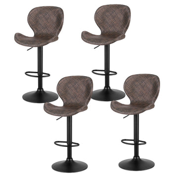 Artiss Bar Stools Gas Lift Height Adjustable PE Rattan Brown Set of 4