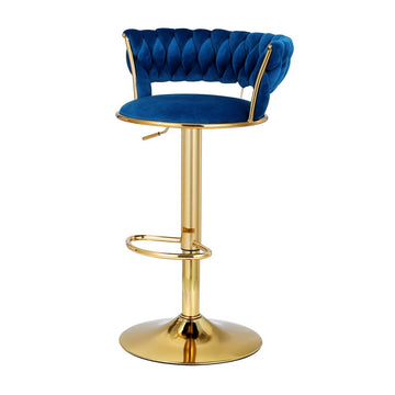 Artiss Velvet Bar Stools Gas Lift Height Adjustable Navy Set of 2