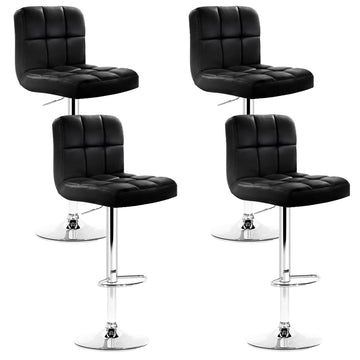 Artiss PU Leather Bar Stools Gas Lift Square Tufted Black