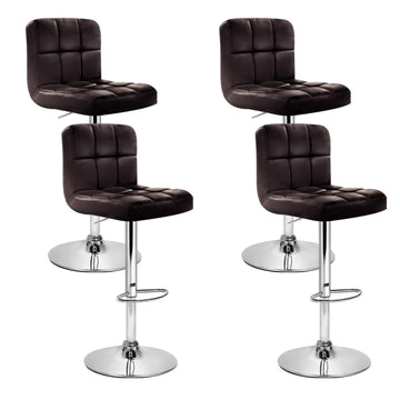 Artiss Gas Lift Bar Stools Set of 4 PU Leather Brown