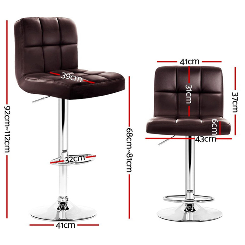 Artiss Gas Lift Bar Stools Set of 4 PU Leather Brown