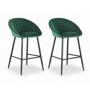 Artiss Velvet Bar Stools Tub Seat Green Set of 2