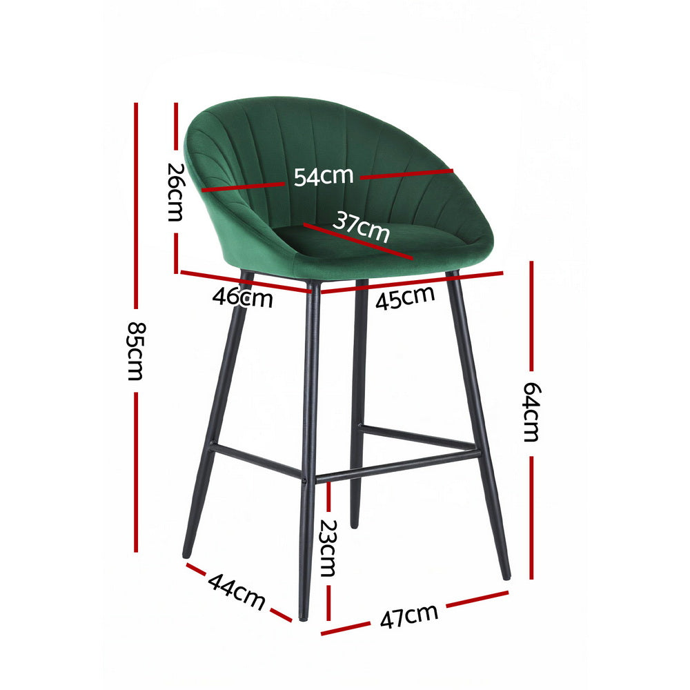 Artiss Velvet Bar Stools Tub Seat Green Set of 2