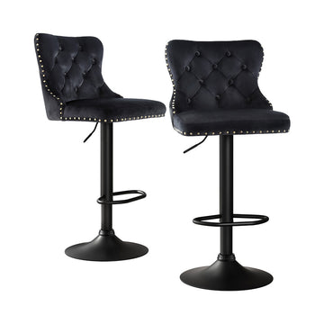 Artiss Industrial Bar Stool Set of 2 Adjustable Height Nailhead Trim Black