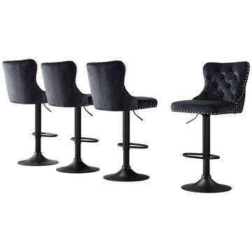 Artiss Industrial Nailhead Trim Bar Stools Set of 4 Black
