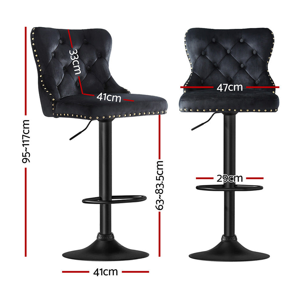 Artiss Industrial Nailhead Trim Bar Stools Set of 4 Black