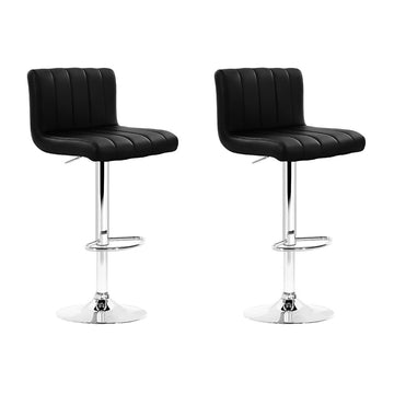 Artiss Gas Lift Bar Stools Vertical Stitched PU Leather Black