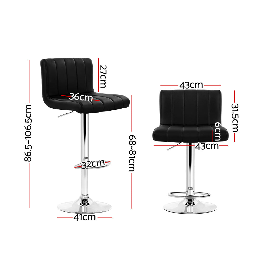 Artiss Gas Lift Bar Stools Vertical Stitched PU Leather Black