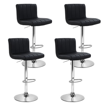 Artiss Gas Lift Bar Stool Set of 4 High Back PU Leather Black