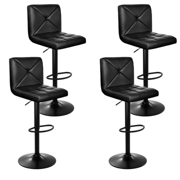 Artiss Backless Gas Lift Bar Stools PU Leather Black
