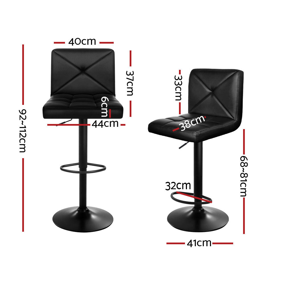 Artiss Backless Gas Lift Bar Stools PU Leather Black